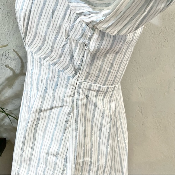 NWT For Love & Lemons Leslie Blue Striped Puff Sleeve Mini Dress - Picture 12 of 16